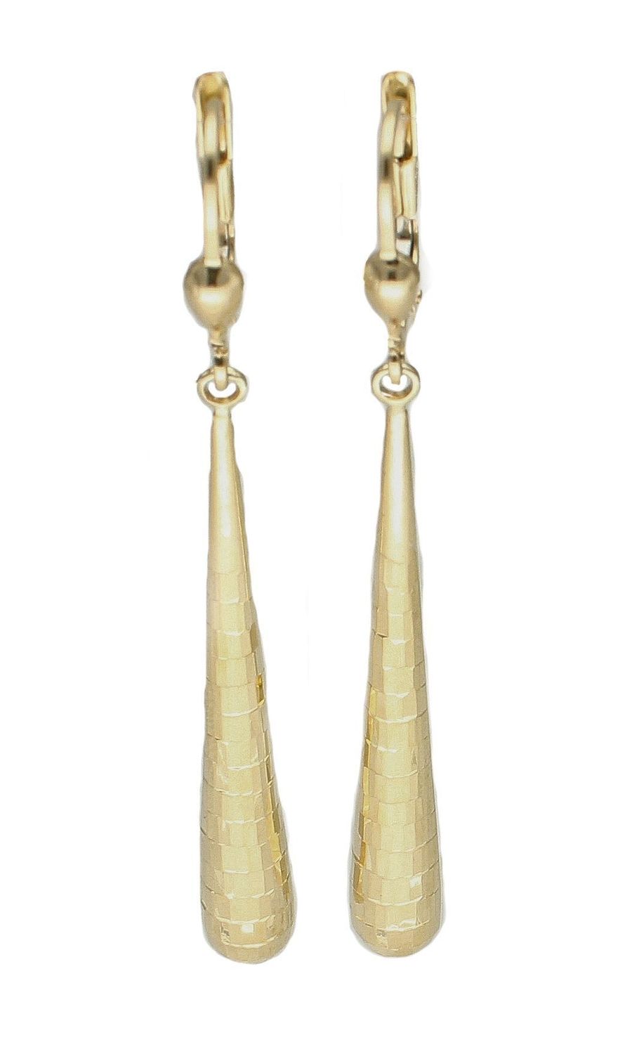 Kolczyki złote pr 333 długie sopelki grawerowane KL 4559 333. Od minimalistycznych zdobień po intensywne i nowoczesne formy. Olśniewające kolczyki wykonane z wysokiej jakości 8-karatowego żółtego złota grawerowane, próba 333.jpg